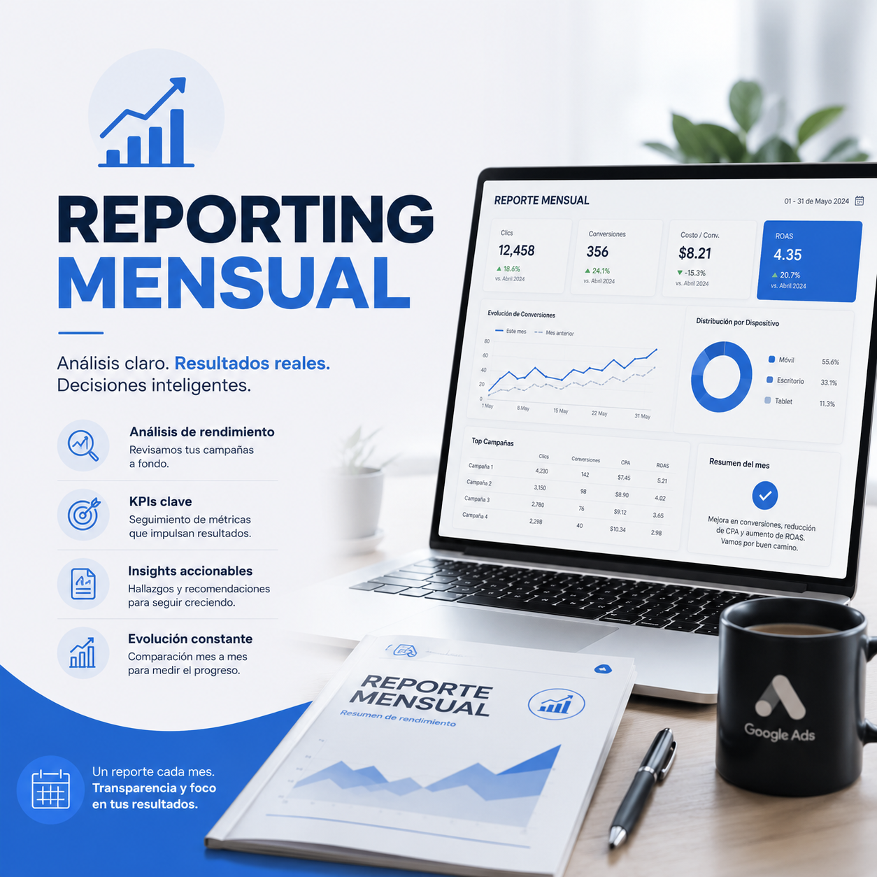 Servicio de reporting mensual de campañas